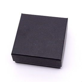 Boîtes à bijoux en papier kraft, avec une éponge noire à l'intérieur, carrée