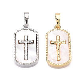 Подвески из латуни и ракушек, без кадмия и без свинца, подвески в виде прямоугольника и креста