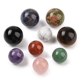 Mixed Gemstone Sphere Beads, No Hole/Undrilled, Round Ball Beads