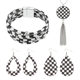 Подвески, браслеты и серьги-подвески в форме капли из искусственной кожи., сплав ювелирных изделий