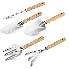 Stainless Steel Gardening Tool, with Wood Handle, for Small Plants Succulents Pots Flower Cactus