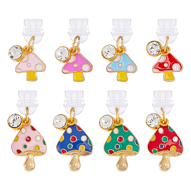 8шт пластиковые мобильные пылезащитные заглушки, с подвесками-грибами из сплава эмали