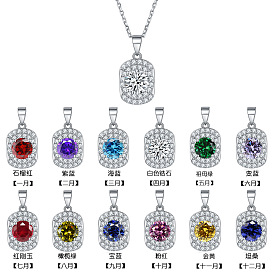 December Starry Night Silver Necklace with Colorful Gems and Diamonds
