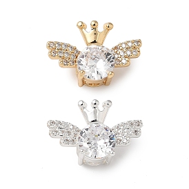 Латунные микропаве из прозрачного кубического циркония, без кадмия, без никеля и без свинца, ангел и корона