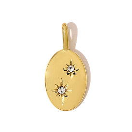 304 из нержавеющей стали горный хрусталь подвески, овальные амулеты, ионное покрытие (ip)