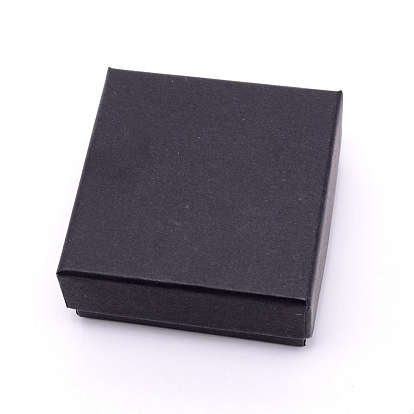 Boîtes à bijoux en papier kraft, avec une éponge noire à l'intérieur, carrée
