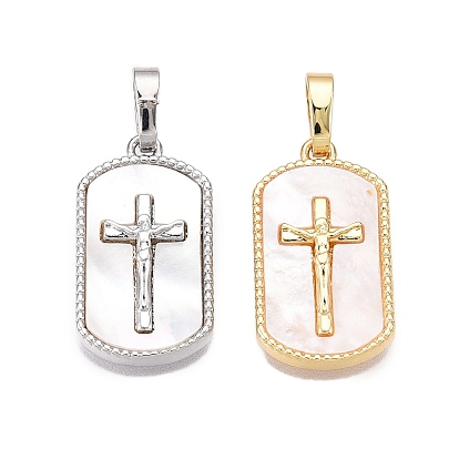 Подвески из латуни и ракушек, без кадмия и без свинца, подвески в виде прямоугольника и креста