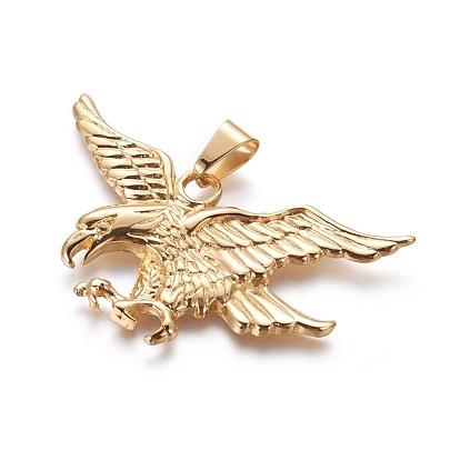 Placage ionique (ip) 304 gros pendentifs en acier inoxydable, aigle
