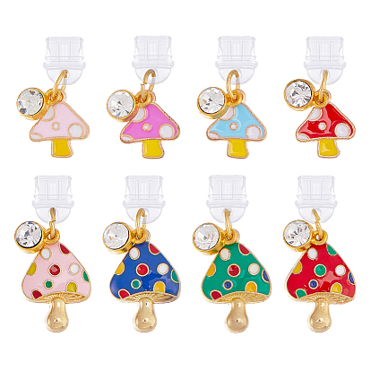 8шт пластиковые мобильные пылезащитные заглушки, с подвесками-грибами из сплава эмали