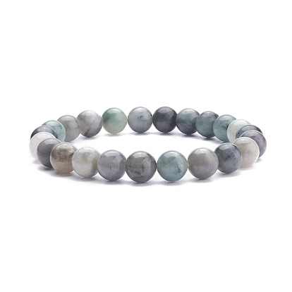 Natural Emerald Round Beaded Stretch Bracelet, Gemstone Jewelry for Women