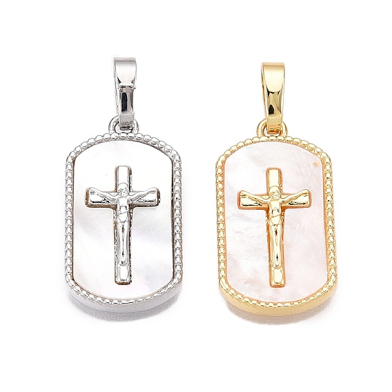 Подвески из латуни и ракушек, без кадмия и без свинца, подвески в виде прямоугольника и креста