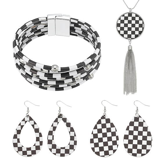 Подвески, браслеты и серьги-подвески в форме капли из искусственной кожи., сплав ювелирных изделий