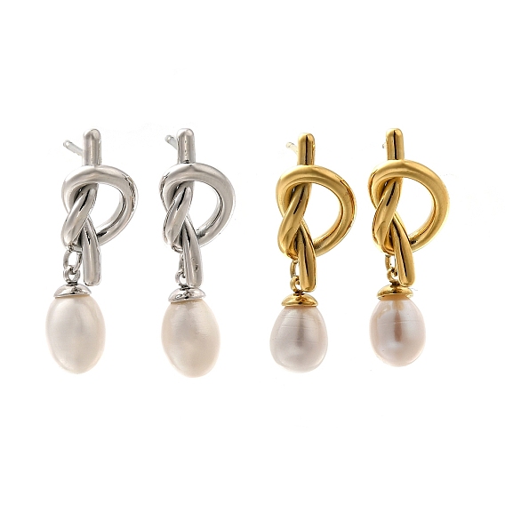 304 серьги-гвоздики из нержавеющей стали, с бисером пресноводного жемчуга