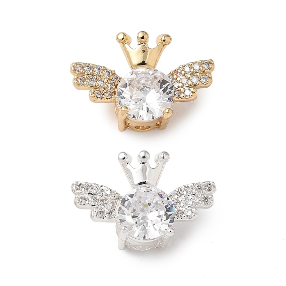 Латунные микропаве из прозрачного кубического циркония, без кадмия, без никеля и без свинца, ангел и корона