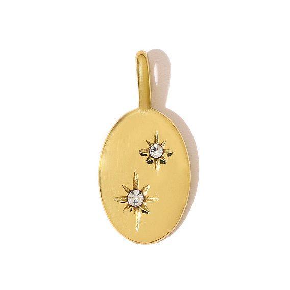 304 из нержавеющей стали горный хрусталь подвески, овальные амулеты, ионное покрытие (ip)