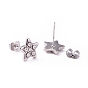 Crystal Rhinestone Star Stud Earrings, 304 Stainless Steel Jewelry for Women
