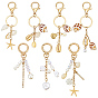 7Pcs 7 Styles Alloy Pendant Decorations, with Resin Pearl, for Bag Ornaments, Mixed Shapes