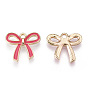 Light Gold Plated Alloy Pendants, with Enamel, Bowknot