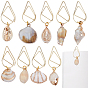 9шт. 9 стили скрепки из углеродистой стали, с натуральными ракушками и акриловыми подвесками в форме ракушек, золотые