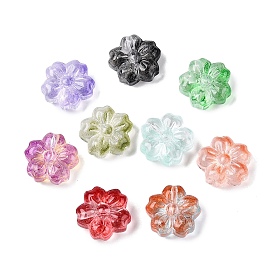 Gradient Color Baking Paint Transparent Glass Beads, Flower