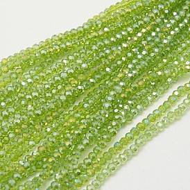 Electroplate Glass Beads Strands, AB Color Plated, Faceted(32 Facets) Round, 3mm