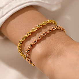 Fashionable Gold-Plated Twisted Chain Stainless Steel Bracelet for Women, Trendy and Versatile Titanium Steel Bracelet