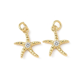 Латунные микро проложить кубического циркония подвески, прелести морская звезда, с целью перехода в кольце, без свинца и без кадмия, долговечный, реальный 18 k позолоченный, стойки покрытие