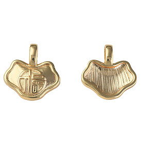 Brass Pendants, Nickel Free, Lock with Chinese Character Blessing
