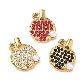 Хэллоуин 304 Подвески из нержавеющей стали, стразов и пластиковых жемчужин, ионное покрытие (ip), Ракетки и подвески для настольного тенниса, золотые