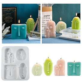 DIY Silicone Statue Candle Molds, for Candle Making, Abstract Face