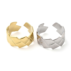 304 Stainless Steel Rhombus Open Cuff Ring for Women