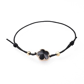 Bracelets extensibles à cordon élastique réglable, avec des liens en verre d'alliage, fleur