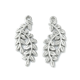 304 Stainless Steel Pendants, Leafy Branch Charms