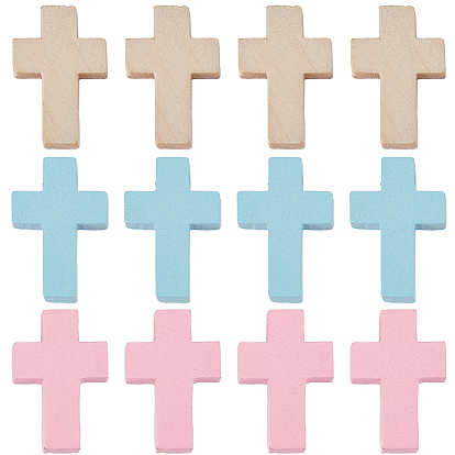 90шт 3 стили деревянные подвески, окрашенные, религия крест прелести