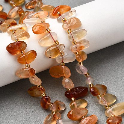 Природного сердолика нитей бисера, самородки, Топ пробуренной, упавший камень, с бисером