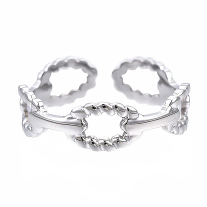 304 anillo de puño abierto con envoltura ovalada de acero inoxidable, anillo hueco grueso para mujer