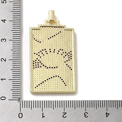 Brass Micro Pave Cubic Zirconia Pendants with Enamel, 
Rectangle with Evil Eye