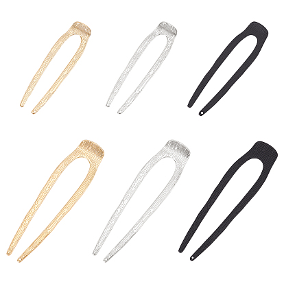 6Pcs 6 Style Alloy Hair Forks, U-shaped, For Woman Girls
