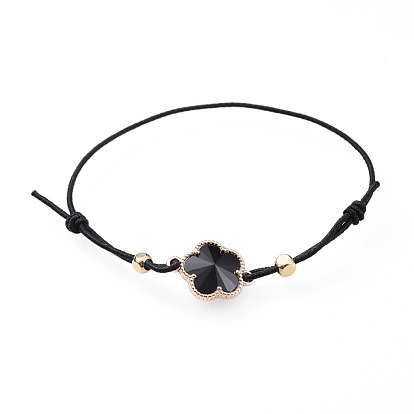 Bracelets extensibles à cordon élastique réglable, avec des liens en verre d'alliage, fleur