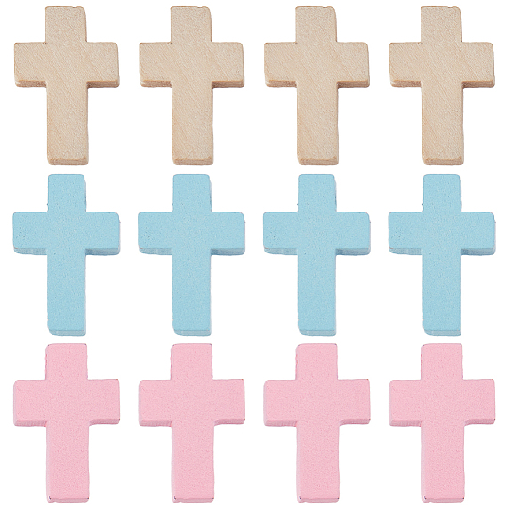 90шт 3 стили деревянные подвески, окрашенные, религия крест прелести