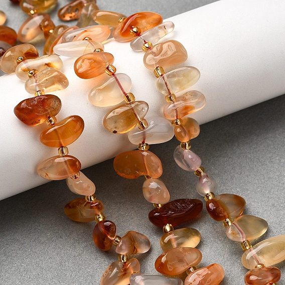 Природного сердолика нитей бисера, самородки, Топ пробуренной, упавший камень, с бисером