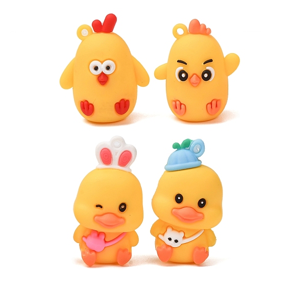 PVC Plastic Pendants, Chick & Duck Charms
