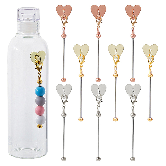 12 шт 3 стили железный прут бисерные подвесные украшения, с застежками-лобстерами из сплава и подставкой-сердечком для мобильного телефона из сплава