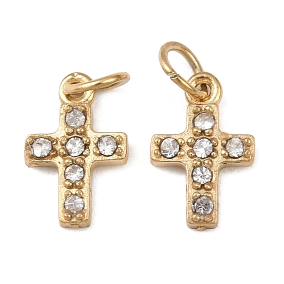 304 подвески из нержавеющей стали, крест прелести, со стразами, ионное покрытие (ip), с целью перехода в кольце