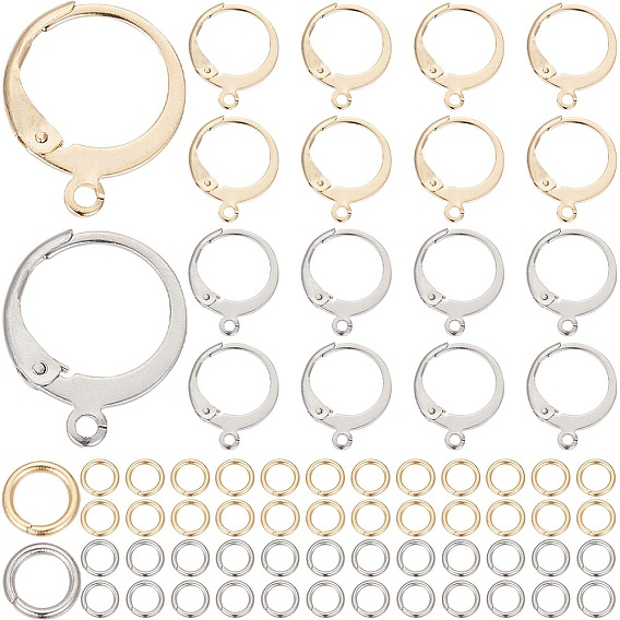 80 шт. 2 цвет 304 фурнитура для сережек с застежкой-молнией из нержавеющей стали, с горизонтальными петлями и 100шт открытыми соединительными кольцами