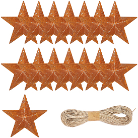 Звездная ржавчина железо большие подвески, с джутовым шнуром