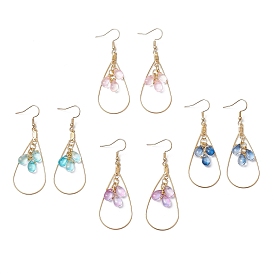 Серьги-капли 304 из нержавеющей стали с прозрачным стеклом