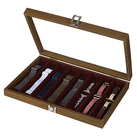 Wood Jewelry Necklace Organizer Display Boxes, with Velvet Inside and Glass Window & Alloy Findings, Rectangle