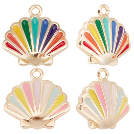 16 шт. 2 цвета латунные эмалевые подвески, без никеля , форма морского гребешка, реальный 18 k позолоченный