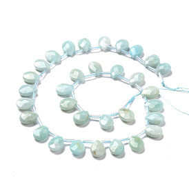 Chapelets de perles amazonite naturelles  , perles percées, facette, larme